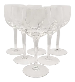 Etched Circle Crystal Wine Glasses - Set of 6