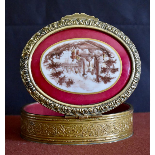 Antique Brass Jewelry Box French Classical Porcelain Vignette For Sale - Image 16 of 18