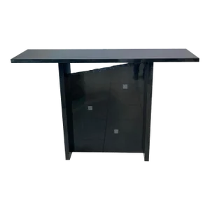 1990s Post Modern "Black Sapphire" Chiseled Edge Granite Console Table by Mirak