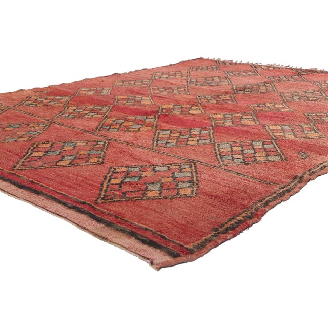 Red Vintage Red Boujad Moroccan Rug - 05'10 X 08'05 For Sale - Image 8 of 10