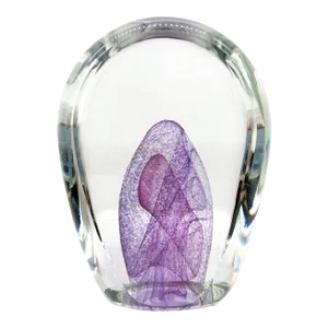 1990s “Ice Water” Iridescent Purple Blown Glass Paperweight – Contemporary / Art Glass