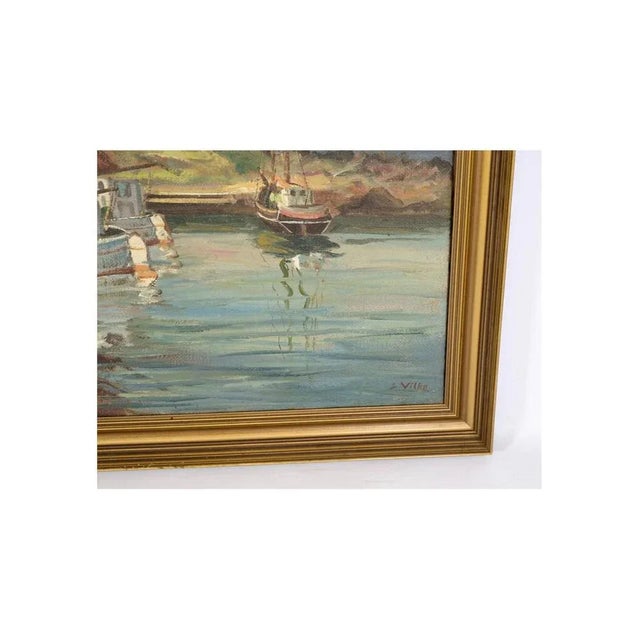 Fishing Boats Near Shore, 1930s, Oil on Canvas, Framed For Sale - Image 3 of 6