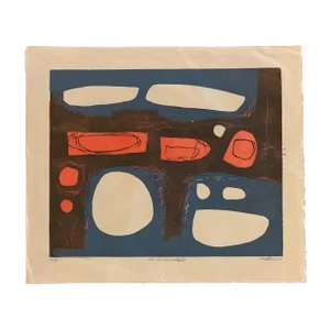 Clay Walker Woodcut "Ice in Moonlight, 1957 Ed 12