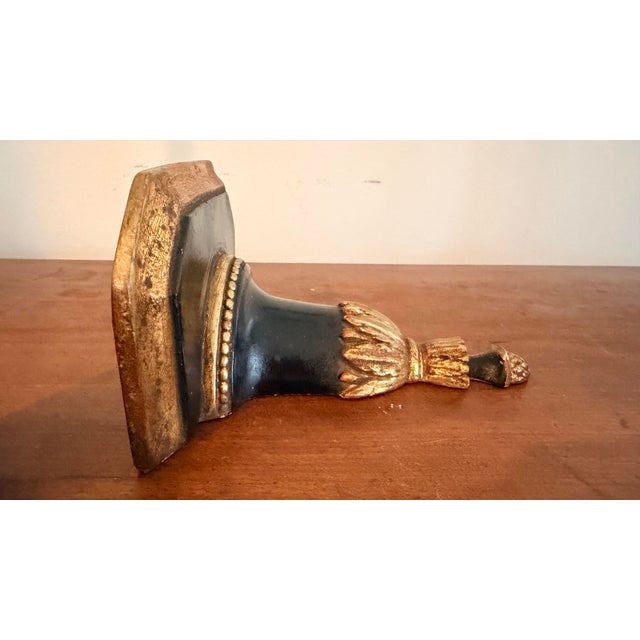 Ebony Pair of Ebony and Gilt Neoclassical Style Wall Shelves - For Sale - Image 8 of 12