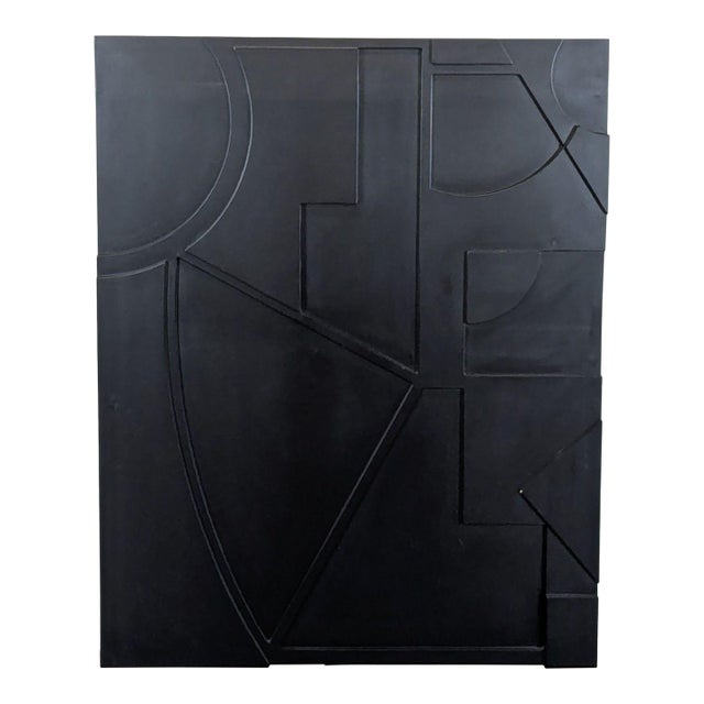 Cb2 Racco I Modern Geometric Black Wall Art Panel For Sale
