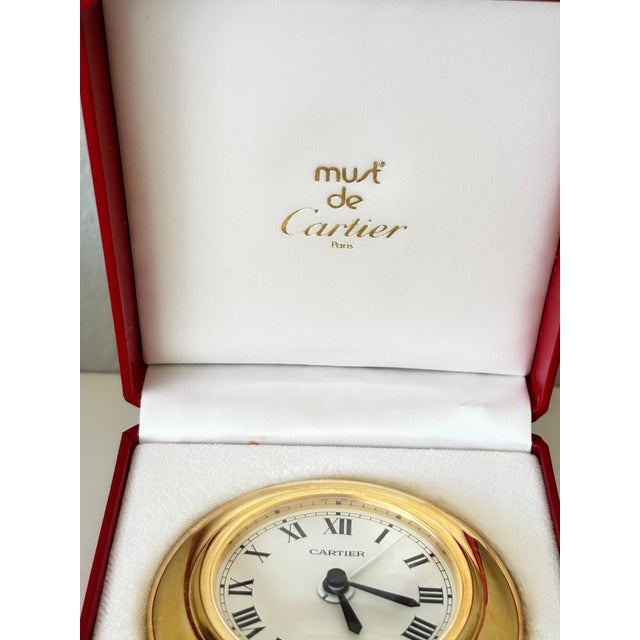 Cartier Colisee Art Deco 24k Gold-Plated Travel Desk Clock, 1990s For Sale - Image 10 of 14