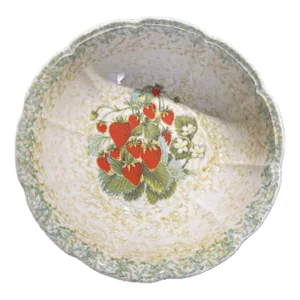Italian Ceramic Serving Bowl Spongeware Garantito Per Alimenti Italy Strawberries