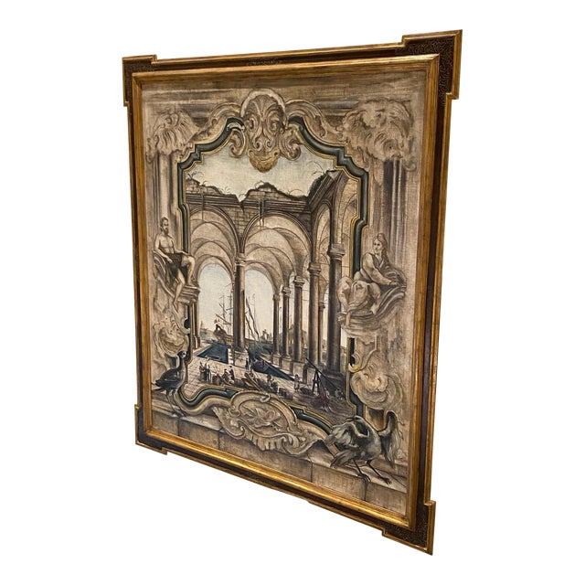Fresco Painting on Canvas, Framed For Sale
