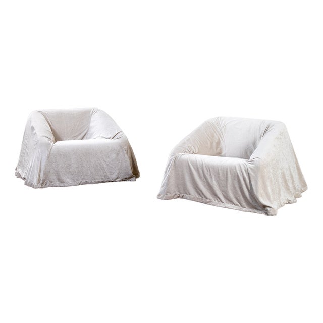 Mantilla Model Armchairs with Wooden and Polyurethane Structure & Velvet Coatingby by Kazuhide Takahama for Gavina, 1974, Set of 2 For Sale