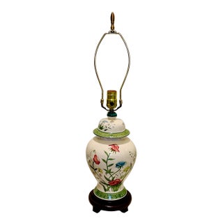 Late 20th Century Asian Porcelain Hand Painted Table Lamp For Sale