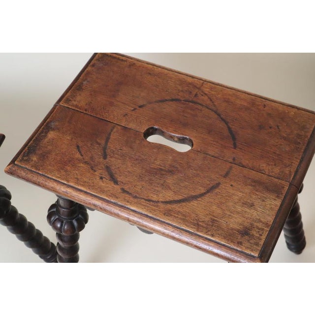 Antique Carved and Turned Oak Stools, 1850, Set of 2 For Sale - Image 10 of 17