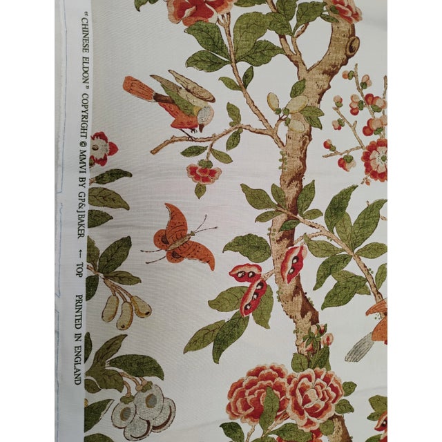 Chinese Gp & J Baker Fabric "Chinese Eldon" Linen- 6.1 Yards For Sale - Image 3 of 7