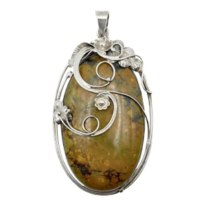 Vintage Spiderweb Turquoise Set in Sterling Silver Pendant