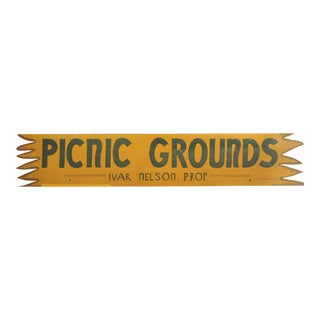 Circa 1940s Picnic Grounds Sign For Sale