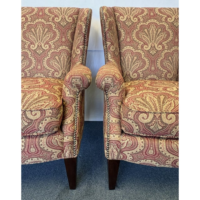 Lexington Home Brands Wing Chairs With Nailhead Trim - A Pair For Sale In West Palm - Image 6 of 18