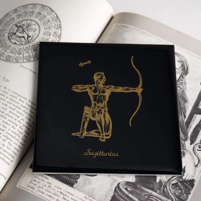 Mid-Century Modern Vintage Sagittarius Ceramic Wall Tile For Sale - Image 3 of 9