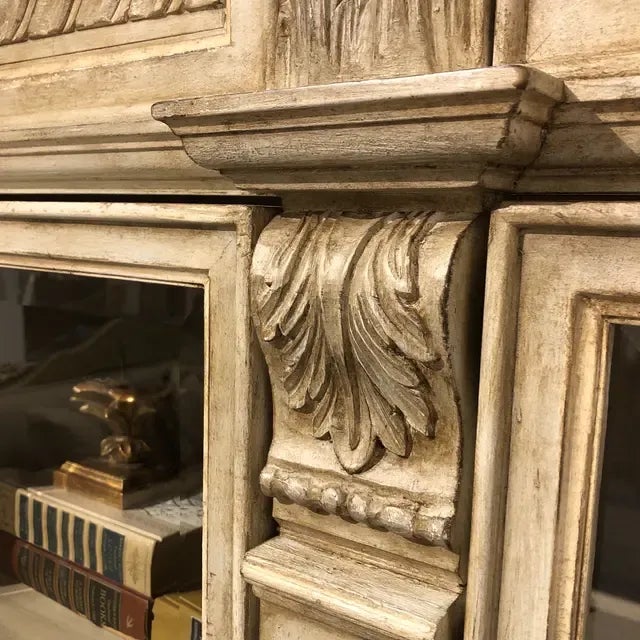 Ivory Vintage Italian Wood Carved Cabinet For Sale - Image 8 of 12