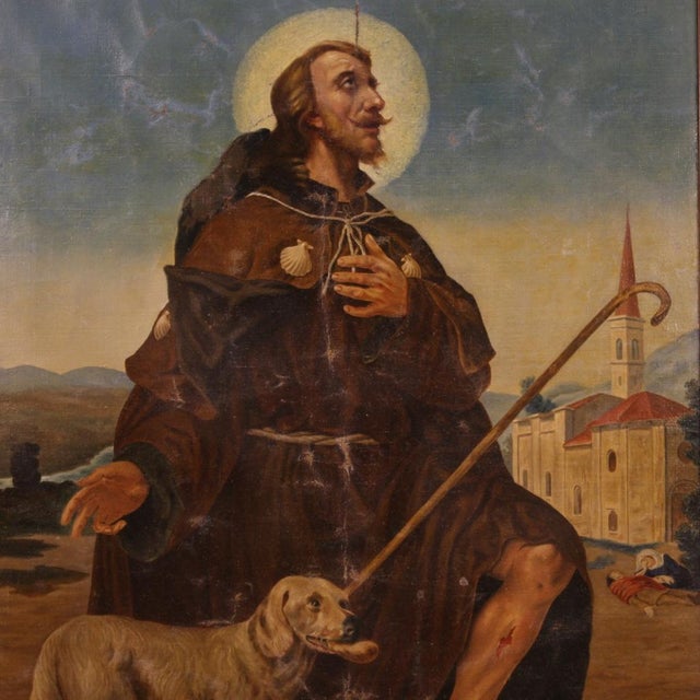 Italian Artist, Saint Roch, 1930, Oil on Canvas, Framed For Sale - Image 3 of 16