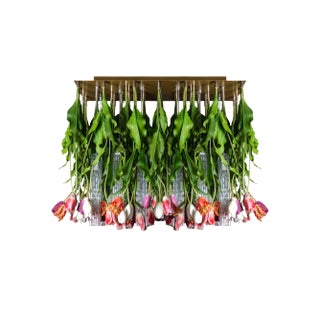 Large Flower Power Ceiling Lamp with Murano Glass & Artificial Tulips from VGnewtrend For Sale