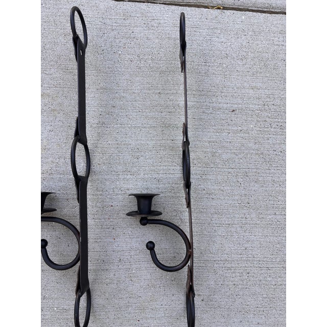 Metal 1990s Equestrian Faux Leather Metal Candle Sconces in Style of Jacques Adnet, a Pair For Sale - Image 7 of 9