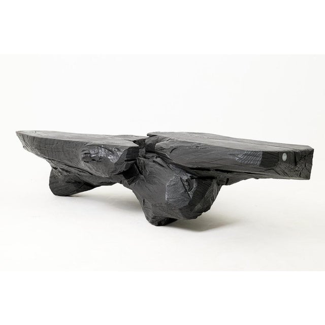 Sculptural Rustic Coffee Table in Burnt Black Wood by Logniture For Sale - Image 13 of 18