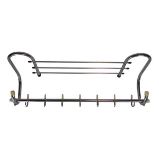 Vintage Chrome-Plated Wall Coat Rack, 1950s For Sale