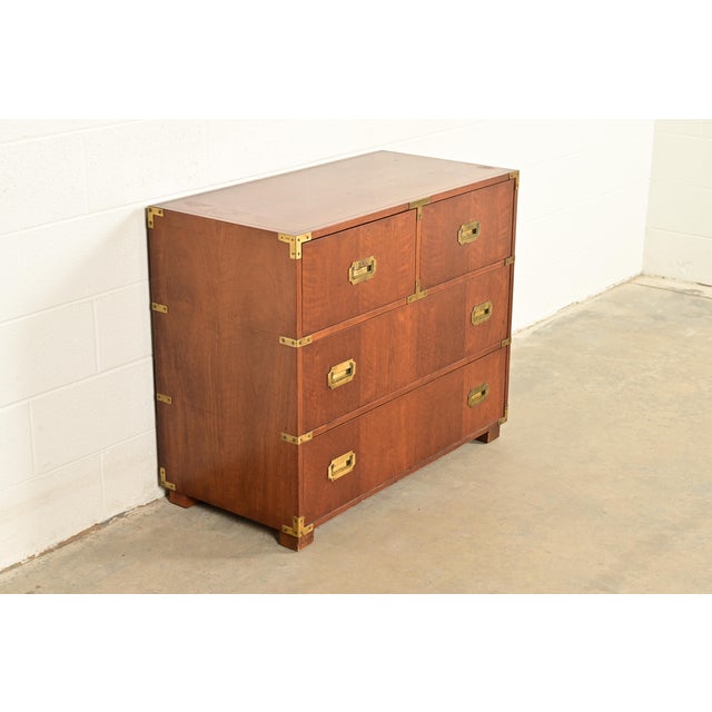 Baker Furniture Company Michael Taylor for Baker Furniture Hollywood Regency Campaign Walnut Dresser Chest, 1960s For Sale - Image 4 of 13