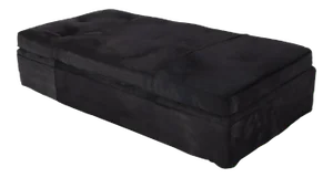 All Black Cowhide Fur Upholstery Custom Daybed Large Bench