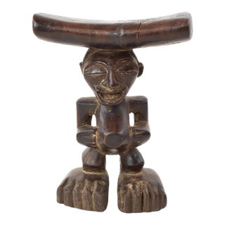 Early 20th Century Songye Female Headrest with Figure For Sale