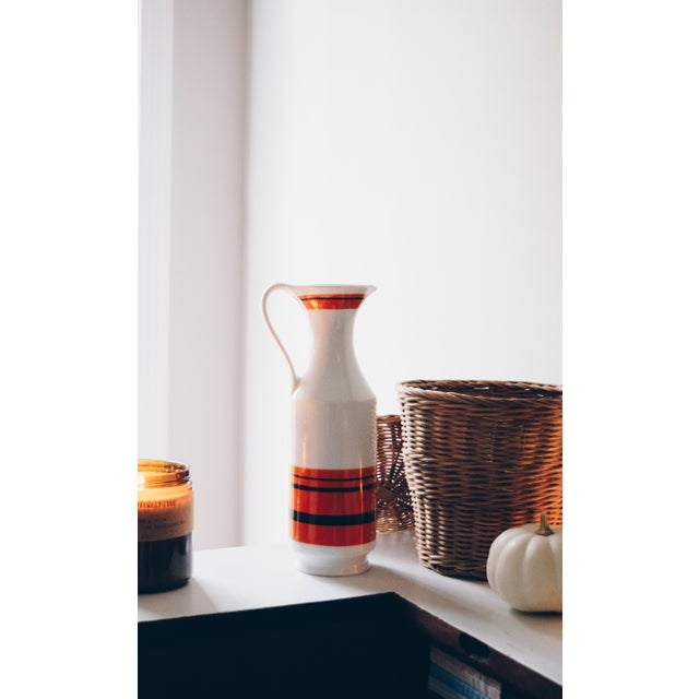 Mid-Century Modern Mid-Century Royal Porzellan Bavaria Kpm Orange & White Porcelain Pitcher Vase For Sale - Image 3 of 10