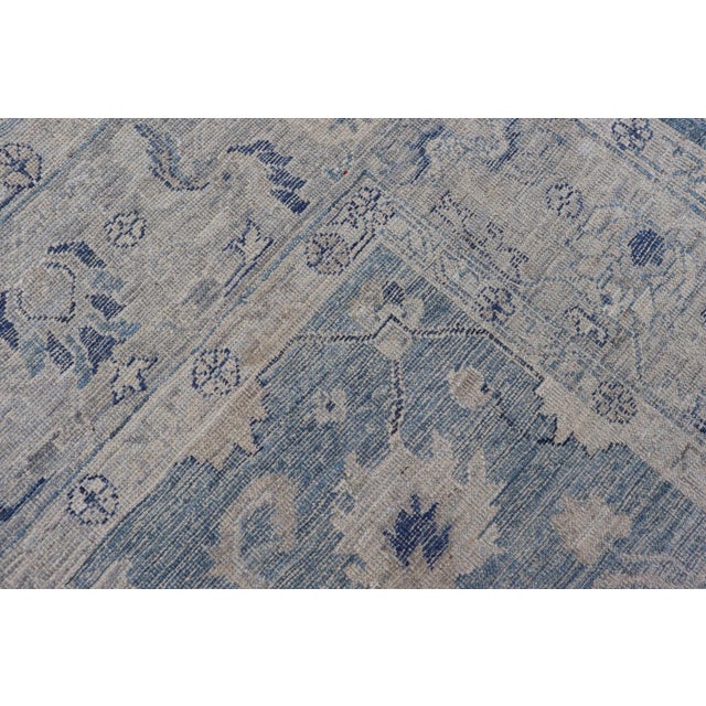 Turkish Angora Oushak Rug by Keivan Woven Arts, Dusty Blue, 9'2" X 11'7" For Sale - Image 11 of 11