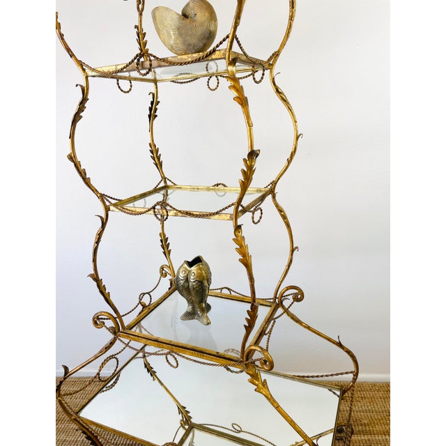 Vintage 1960s Italian Gold Gilt Curvy Tiered 2pc Etagere Shelf For Sale In Palm Springs - Image 6 of 17