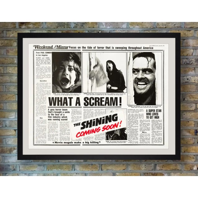 A scarce and unusual 'Weekend Mirror' style teaser quad for the British release of Stanley Kubrick's 1980 modern horror...