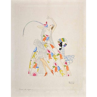 Cesare Bentivoglio, Woman, 1920s, Watercolor and Ink For Sale