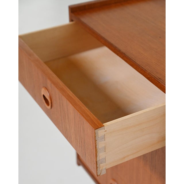 Brown Scandinavian Teak Sideboard with Pull-Out Top, 1960s For Sale - Image 8 of 12