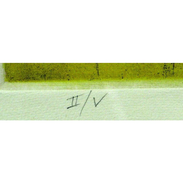 Metal Signed Figural Abstract Aquatint Colored Etching For Sale - Image 7 of 8