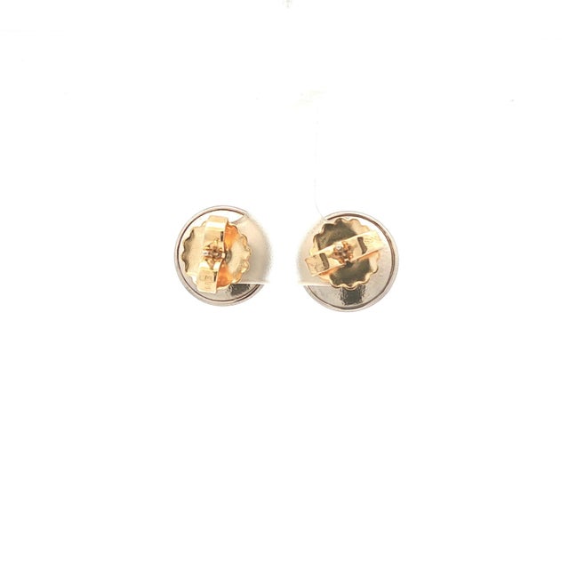 Contemporary Mid 20th Century 18k White Gold Tahitian Pearl Button Earrings, A Pair For Sale - Image 3 of 3