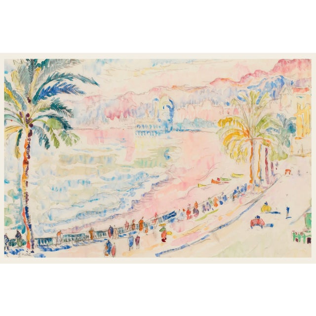 Nice Promenade Des Anglais French Riviera Watercolor Art Print by Paul Signac — 60" X 40" For Sale
