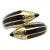 18k Yellow Gold Onyx Enamel Crossover Pencil Ring, Size 7 For Sale