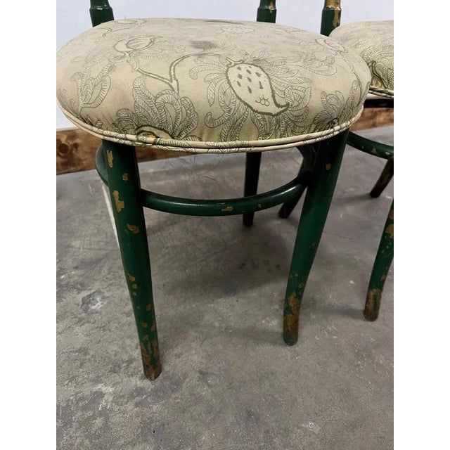 19th Century 19th Century Green and Gold Bentwood Chairs with Heavy Patination - A Pair For Sale - Image 5 of 9