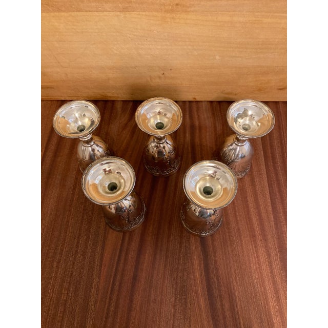 Metal 1940s Silverplate Wine Goblets With Grapes- Set of 5 For Sale - Image 7 of 8