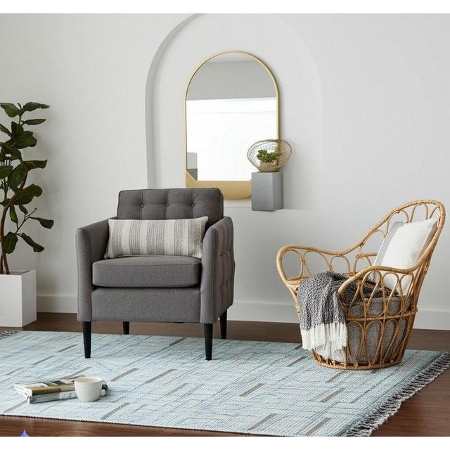 5x9 Ivory Hand-Knotted Wool Linear Gridwork Modern Geometric Carpet Rug For Sale In New York - Image 6 of 7