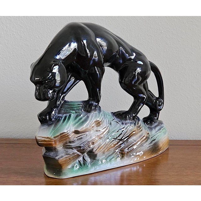 Vintage 1959 Lane & Co. Black Panther Tv Lamp Sculpture – Mid Century Modern Art Deco Safari Decor For Sale - Image 4 of 12