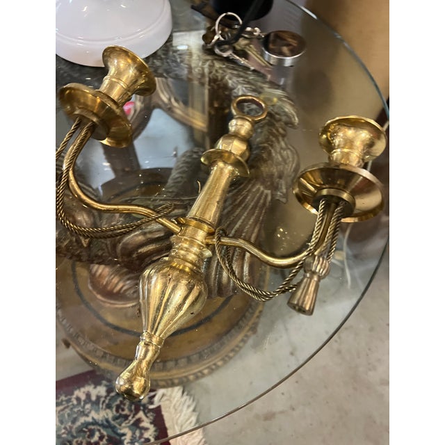 1970s Pair of Brass Neoclassical Sconces For Sale - Image 5 of 6