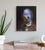 The artwork depicts a figure enveloped in soft, ethereal hues, primarily blues and browns, creating a dreamlike...