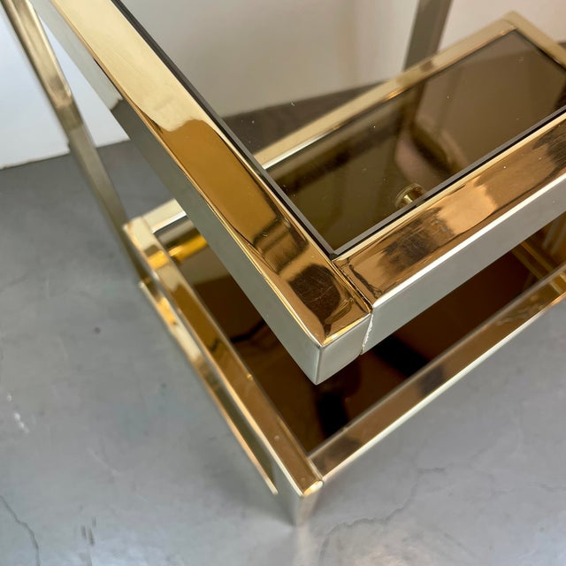 Gold G-Shaped Side Table by Belgochrom for Dewulf Selection, Belgium, 1980s For Sale - Image 8 of 13