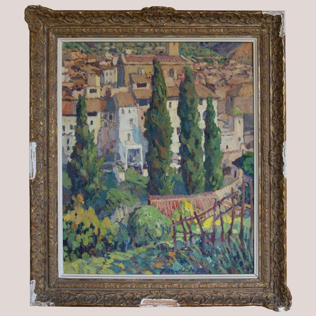 Ramón Moscardó, Mediterranean Village Scene, Original Oil on Canvas, 1980s For Sale - Image 6 of 6