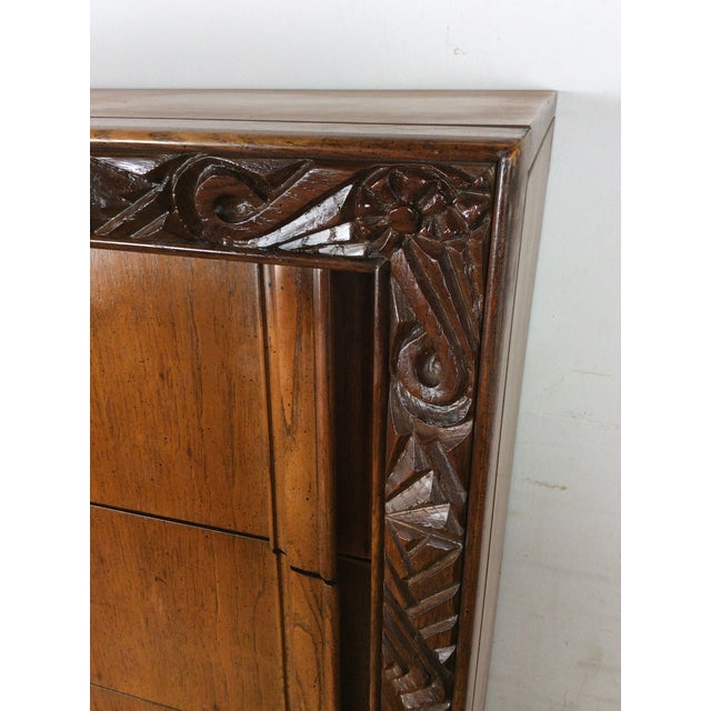 Mid-Century Modern Mid Century Modern Armoire With Five Drawers and Unique Brass Hardware For Sale - Image 3 of 18