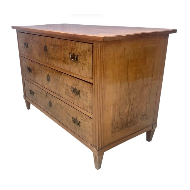 Wood Italian Neoclassical Burl Wood Three-Drawer Dresser - 18th Century For Sale - Image 7 of 11