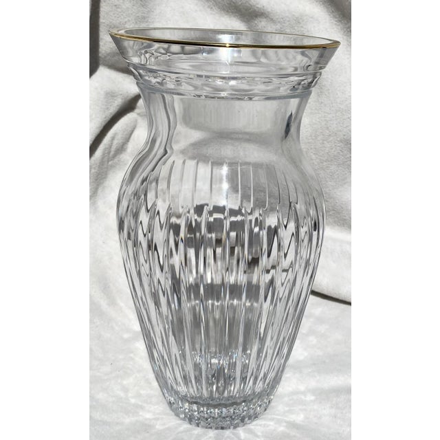 Waterford Clear Crystal With Gold Rim Marquis Hanover Gold Vase Mint Condition For Sale - Image 10 of 12